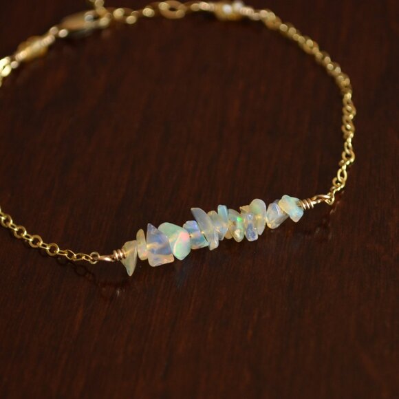 Opal Chip Row Bracelet in Gold - Picture 2 of 10